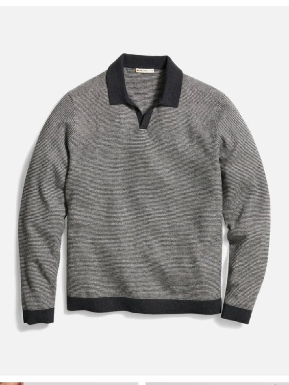Marine Layer Liam Polo Sweater Men's Gray Long-Sleeve s small